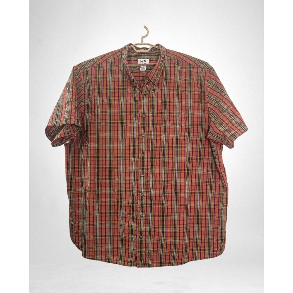 Harbor Bay DXL Men's Short-sleeve Button-down Plaid Shirt, Excellent! 4XLT